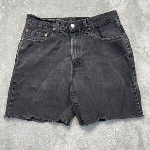 Levi's Shorts Men's 32* Black Denim 550 Relaxed Cutoff Raw Hem Frayed Jort 90’s